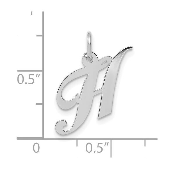 10k White Gold Small Fancy Script Initial H Charm - Picture 2 of 2